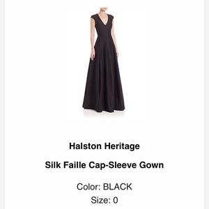 Halston Heritage Silk Faille Cap-Sleeve Gown